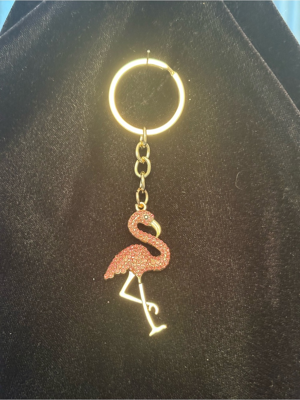 Gold Flamingo Keychain/Purse bling with Pink Crystal Accent